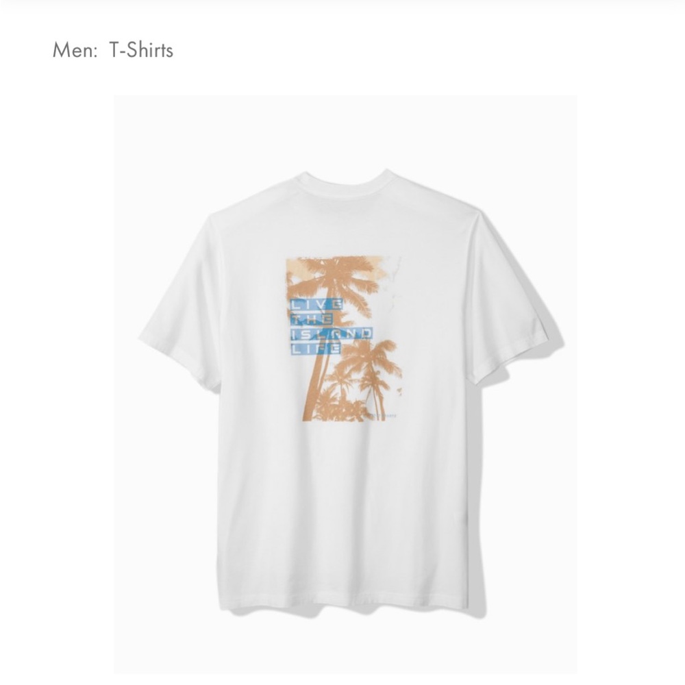 Tommy Bahama Big and Tall‎ Vacation Shade White and Tan Graphic Tee, XXXL